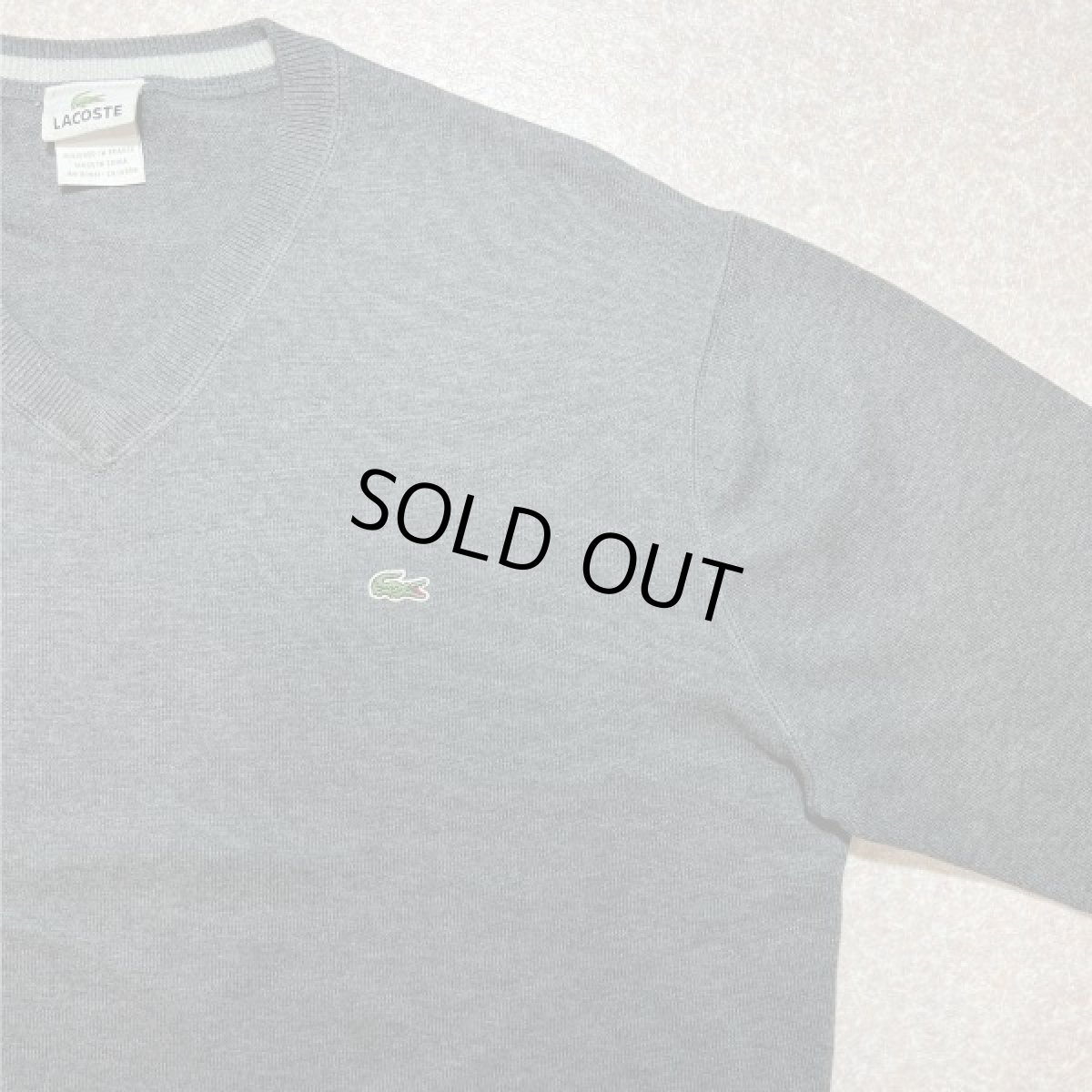 画像4: 「LACOSTE(ラコステ)」90s 7サイズ チャコールグレー コットン Vネック ニット セーター (4)