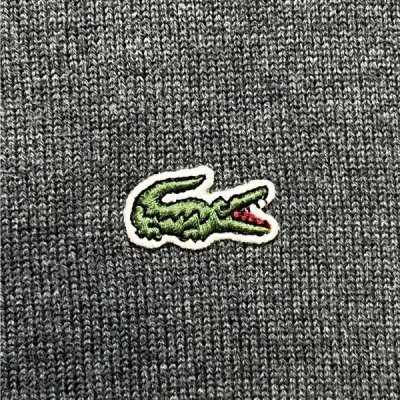 画像1: 「LACOSTE(ラコステ)」90s 7サイズ チャコールグレー コットン Vネック ニット セーター