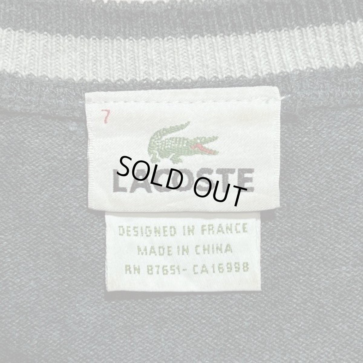 画像7: 「LACOSTE(ラコステ)」90s 7サイズ チャコールグレー コットン Vネック ニット セーター (7)