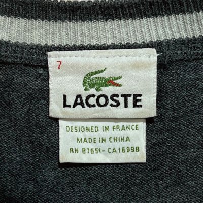画像2: 「LACOSTE(ラコステ)」90s 7サイズ チャコールグレー コットン Vネック ニット セーター