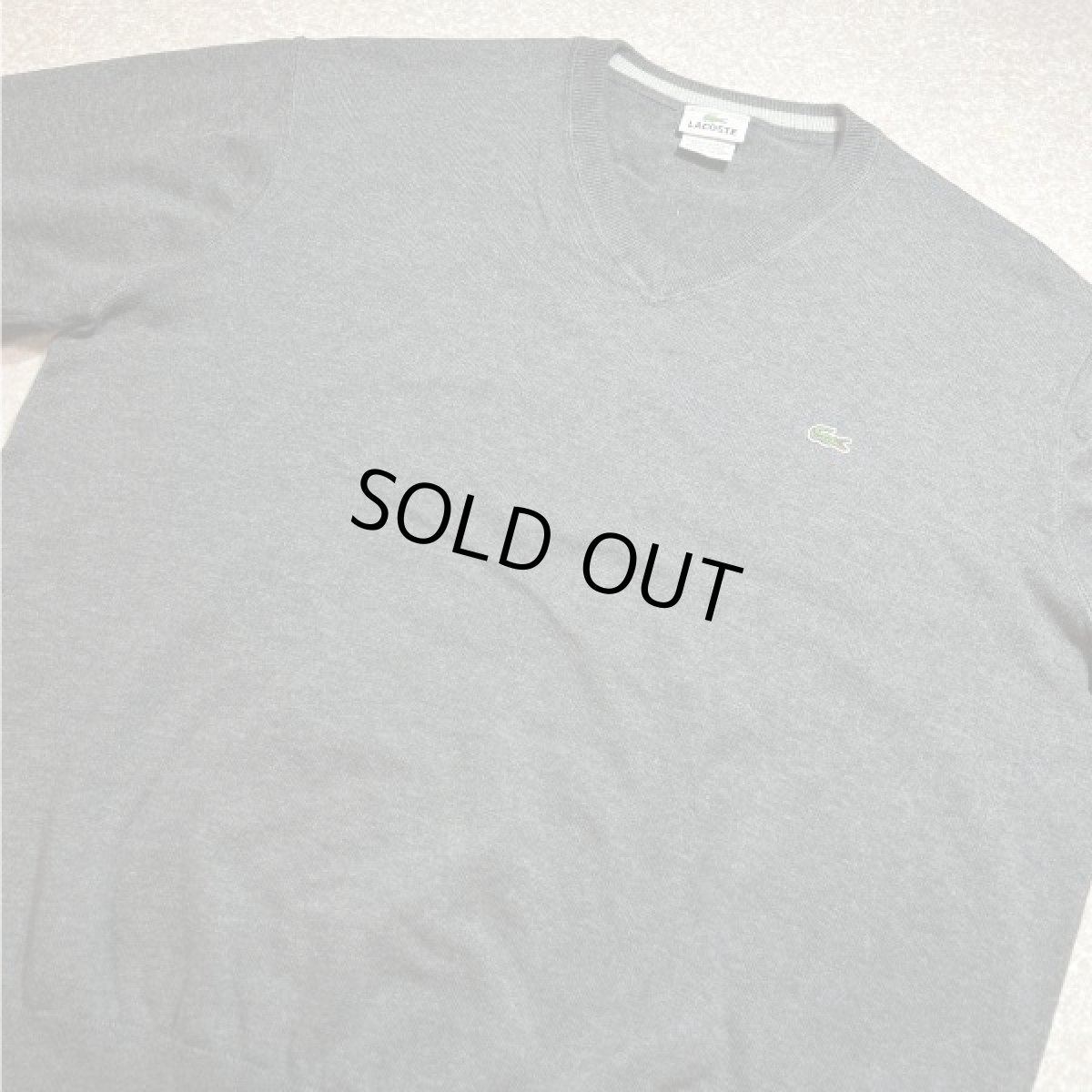 画像16: 「LACOSTE(ラコステ)」90s 7サイズ チャコールグレー コットン Vネック ニット セーター (16)