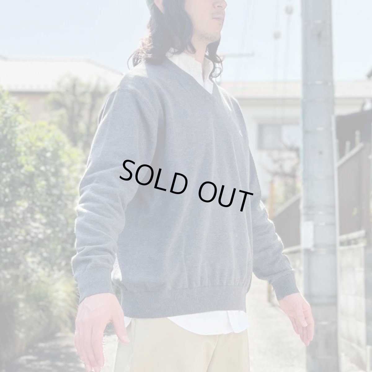 画像18: 「LACOSTE(ラコステ)」90s 7サイズ チャコールグレー コットン Vネック ニット セーター (18)