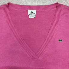 画像3: 「LACOSTE(ラコステ)」90s 42サイズ ピンク コットン Vネック ニット セーター (3)