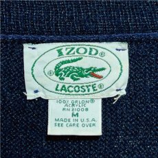 画像5: 「LACOSTE(ラコステ)」IZOD アイゾッド 80s 90s USA製 Mサイズ ネイビーストライプ アクリルニット ベスト (5)