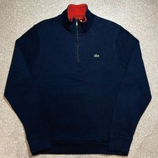 画像1: 「LACOSTE(ラコステ)」90s 6サイズ ネイビー コットン ハーフジップ カットソー (1)