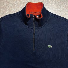 画像3: 「LACOSTE(ラコステ)」90s 6サイズ ネイビー コットン ハーフジップ カットソー (3)