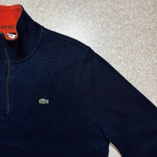 画像4: 「LACOSTE(ラコステ)」90s 6サイズ ネイビー コットン ハーフジップ カットソー (4)