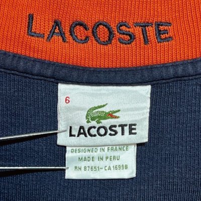 画像2: 「LACOSTE(ラコステ)」90s 6サイズ ネイビー コットン ハーフジップ カットソー