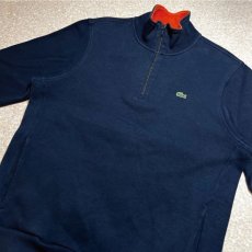 画像18: 「LACOSTE(ラコステ)」90s 6サイズ ネイビー コットン ハーフジップ カットソー (18)