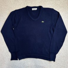 画像1: 「LACOSTE(ラコステ)」IZOD アイゾッド 70s 糸巻きタグ Lサイズ ネイビー アクリルニット セーター (1)