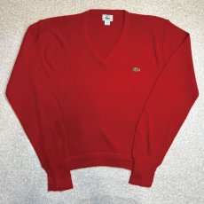 画像1: 「LACOSTE(ラコステ)」IZOD アイゾッド 80s 90s USA製 Mサイズ レッド アクリルニット セーター (1)