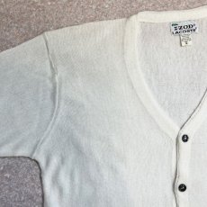 画像2: 「LACOSTE(ラコステ)」IZOD アイゾッド 70s 糸巻きタグ Mサイズ ホワイト アクリルニット カーディガン (2)