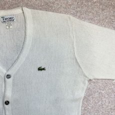 画像4: 「LACOSTE(ラコステ)」IZOD アイゾッド 70s 糸巻きタグ Mサイズ ホワイト アクリルニット カーディガン (4)