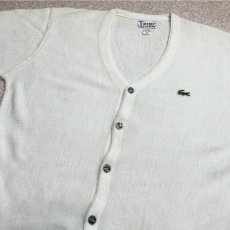 画像17: 「LACOSTE(ラコステ)」IZOD アイゾッド 70s 糸巻きタグ Mサイズ ホワイト アクリルニット カーディガン (17)