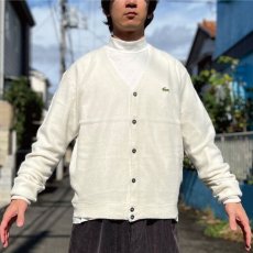 画像18: 「LACOSTE(ラコステ)」IZOD アイゾッド 70s 糸巻きタグ Mサイズ ホワイト アクリルニット カーディガン (18)