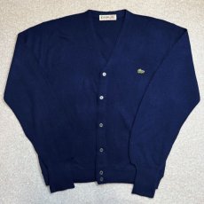 画像1: 「LACOSTE(ラコステ)」IZOD OF LONDON アイゾッド オブ ロンドン 60s 初期 糸巻きタグ Lサイズ ネイビー アクリルニット カーディガン (1)