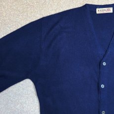 画像2: 「LACOSTE(ラコステ)」IZOD OF LONDON アイゾッド オブ ロンドン 60s 初期 糸巻きタグ Lサイズ ネイビー アクリルニット カーディガン (2)