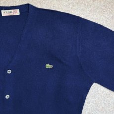 画像4: 「LACOSTE(ラコステ)」IZOD OF LONDON アイゾッド オブ ロンドン 60s 初期 糸巻きタグ Lサイズ ネイビー アクリルニット カーディガン (4)