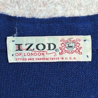 画像2: 「LACOSTE(ラコステ)」IZOD OF LONDON アイゾッド オブ ロンドン 60s 初期 糸巻きタグ Lサイズ ネイビー アクリルニット カーディガン