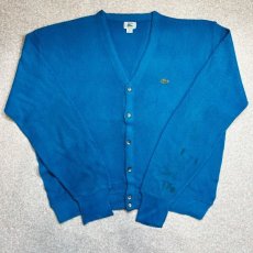 画像1: 「LACOSTE(ラコステ)」IZOD アイゾッド 80s 90s USA製 XLサイズ ライトブルー アクリルニット カーディガン (1)