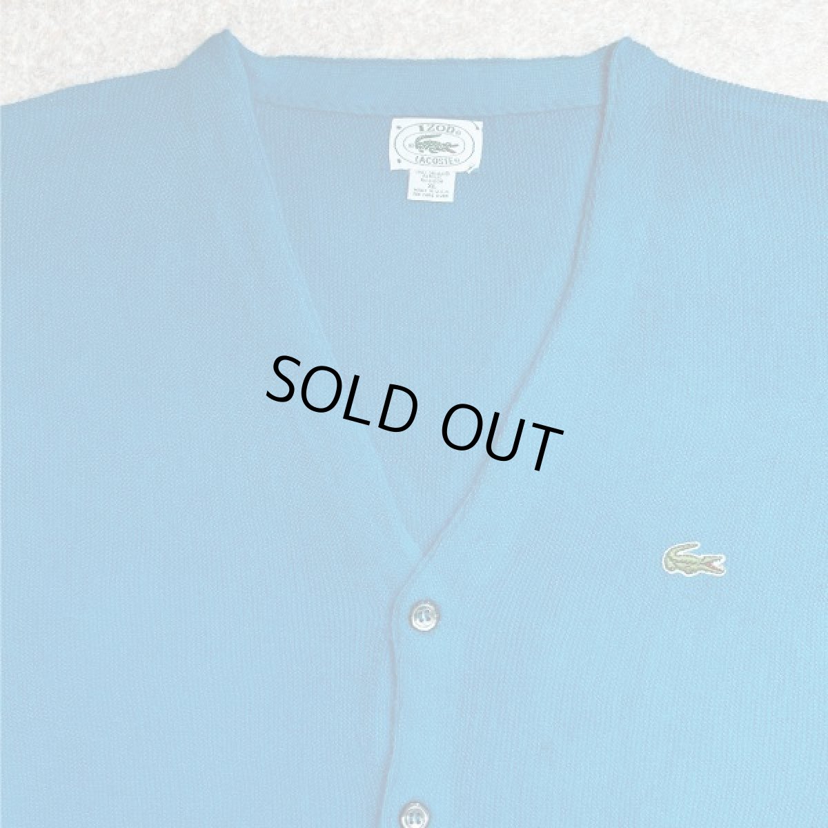 画像3: 「LACOSTE(ラコステ)」IZOD アイゾッド 80s 90s USA製 XLサイズ ライトブルー アクリルニット カーディガン (3)