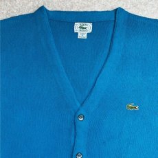 画像3: 「LACOSTE(ラコステ)」IZOD アイゾッド 80s 90s USA製 XLサイズ ライトブルー アクリルニット カーディガン (3)