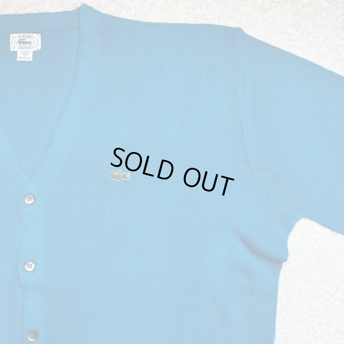 画像4: 「LACOSTE(ラコステ)」IZOD アイゾッド 80s 90s USA製 XLサイズ ライトブルー アクリルニット カーディガン (4)