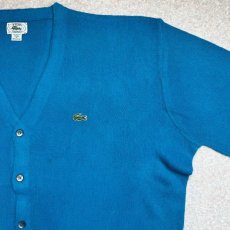 画像4: 「LACOSTE(ラコステ)」IZOD アイゾッド 80s 90s USA製 XLサイズ ライトブルー アクリルニット カーディガン (4)