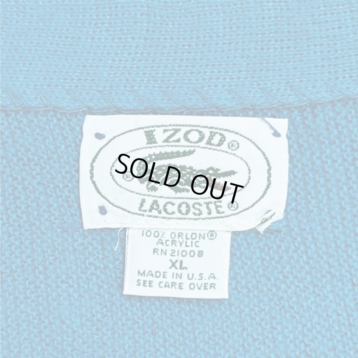 画像8: 「LACOSTE(ラコステ)」IZOD アイゾッド 80s 90s USA製 XLサイズ ライトブルー アクリルニット カーディガン (8)