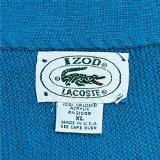 画像8: 「LACOSTE(ラコステ)」IZOD アイゾッド 80s 90s USA製 XLサイズ ライトブルー アクリルニット カーディガン (8)