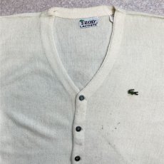 画像3: 「LACOSTE(ラコステ)」IZOD アイゾッド 70s 糸巻きタグ Mサイズ オフホワイト アクリルニット カーディガン (3)