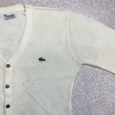 画像4: 「LACOSTE(ラコステ)」IZOD アイゾッド 70s 糸巻きタグ Mサイズ オフホワイト アクリルニット カーディガン (4)