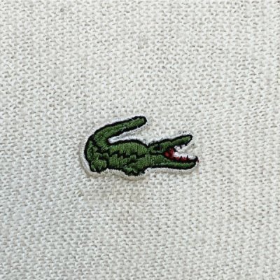 画像1: 「LACOSTE(ラコステ)」IZOD アイゾッド 70s 糸巻きタグ Mサイズ オフホワイト アクリルニット カーディガン