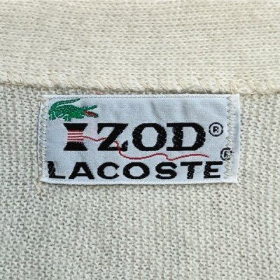 画像2: 「LACOSTE(ラコステ)」IZOD アイゾッド 70s 糸巻きタグ Mサイズ オフホワイト アクリルニット カーディガン