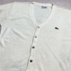 画像18: 「LACOSTE(ラコステ)」IZOD アイゾッド 70s 糸巻きタグ Mサイズ オフホワイト アクリルニット カーディガン (18)