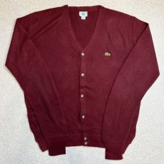 画像1: 「LACOSTE(ラコステ)」IZOD アイゾッド 80s 90s USA製 Lサイズ ボルドー アクリルニット カーディガン (1)