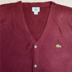 画像3: 「LACOSTE(ラコステ)」IZOD アイゾッド 80s 90s USA製 Lサイズ ボルドー アクリルニット カーディガン (3)