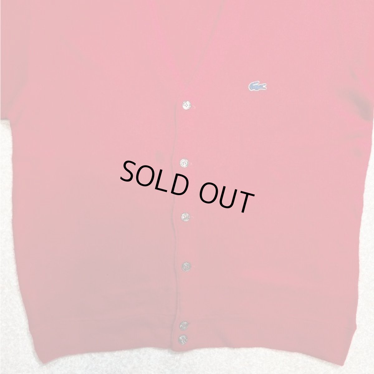 画像5: 「LACOSTE(ラコステ)」IZOD アイゾッド 70s 糸巻きタグ 青ワニ Lサイズ相当 レッド アクリルニット カーディガン (5)