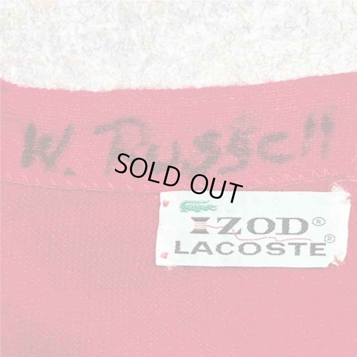 画像8: 「LACOSTE(ラコステ)」IZOD アイゾッド 70s 糸巻きタグ 青ワニ Lサイズ相当 レッド アクリルニット カーディガン (8)
