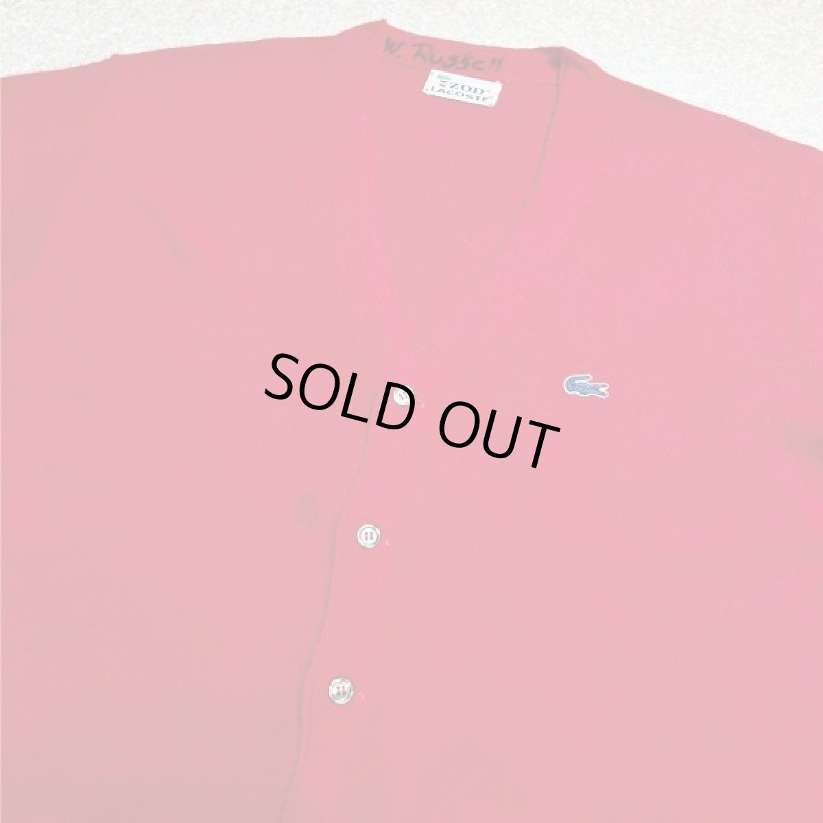 画像18: 「LACOSTE(ラコステ)」IZOD アイゾッド 70s 糸巻きタグ 青ワニ Lサイズ相当 レッド アクリルニット カーディガン (18)