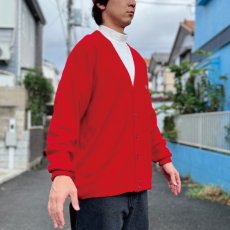 画像20: 「LACOSTE(ラコステ)」IZOD アイゾッド 70s 糸巻きタグ 青ワニ Lサイズ相当 レッド アクリルニット カーディガン (20)