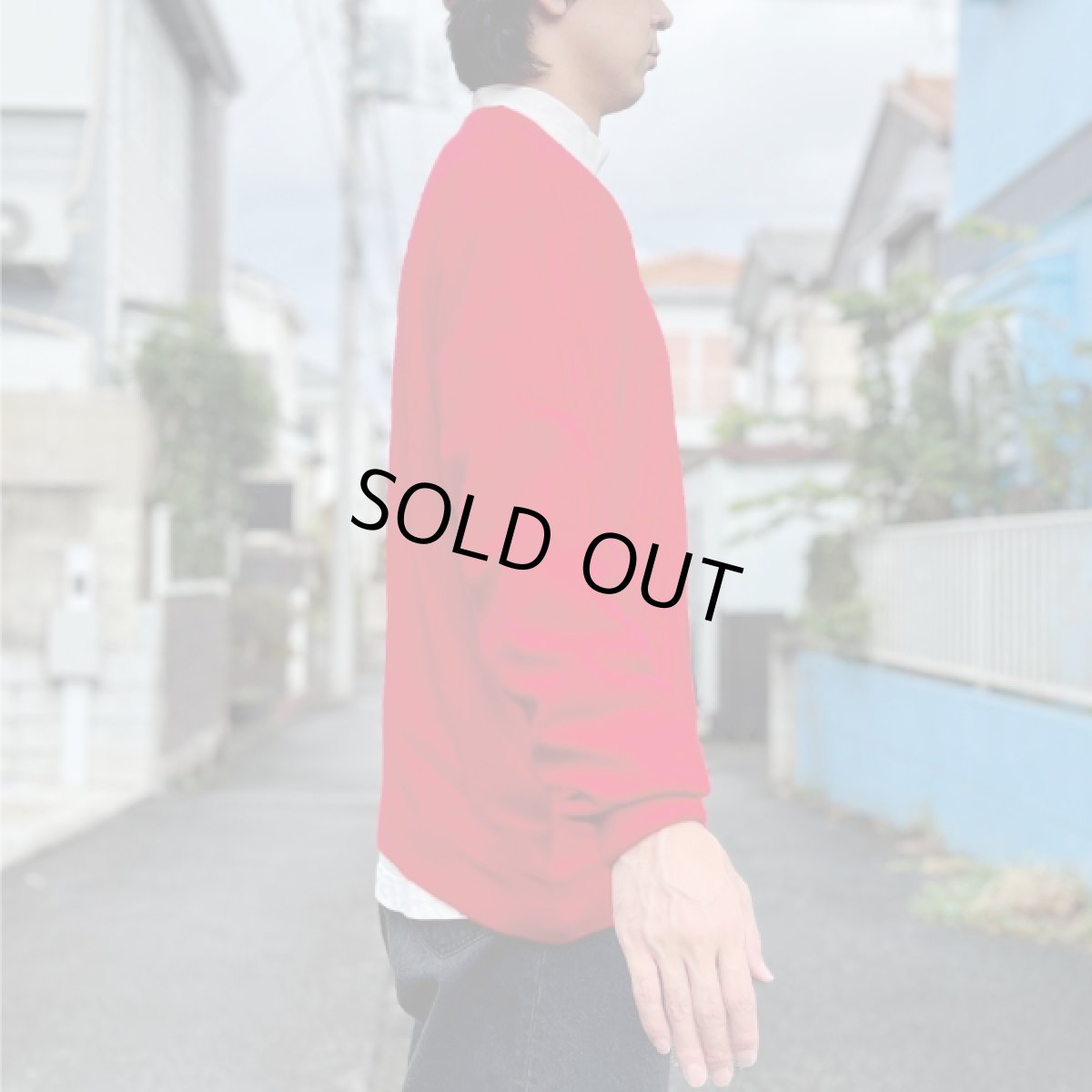 画像21: 「LACOSTE(ラコステ)」IZOD アイゾッド 70s 糸巻きタグ 青ワニ Lサイズ相当 レッド アクリルニット カーディガン (21)