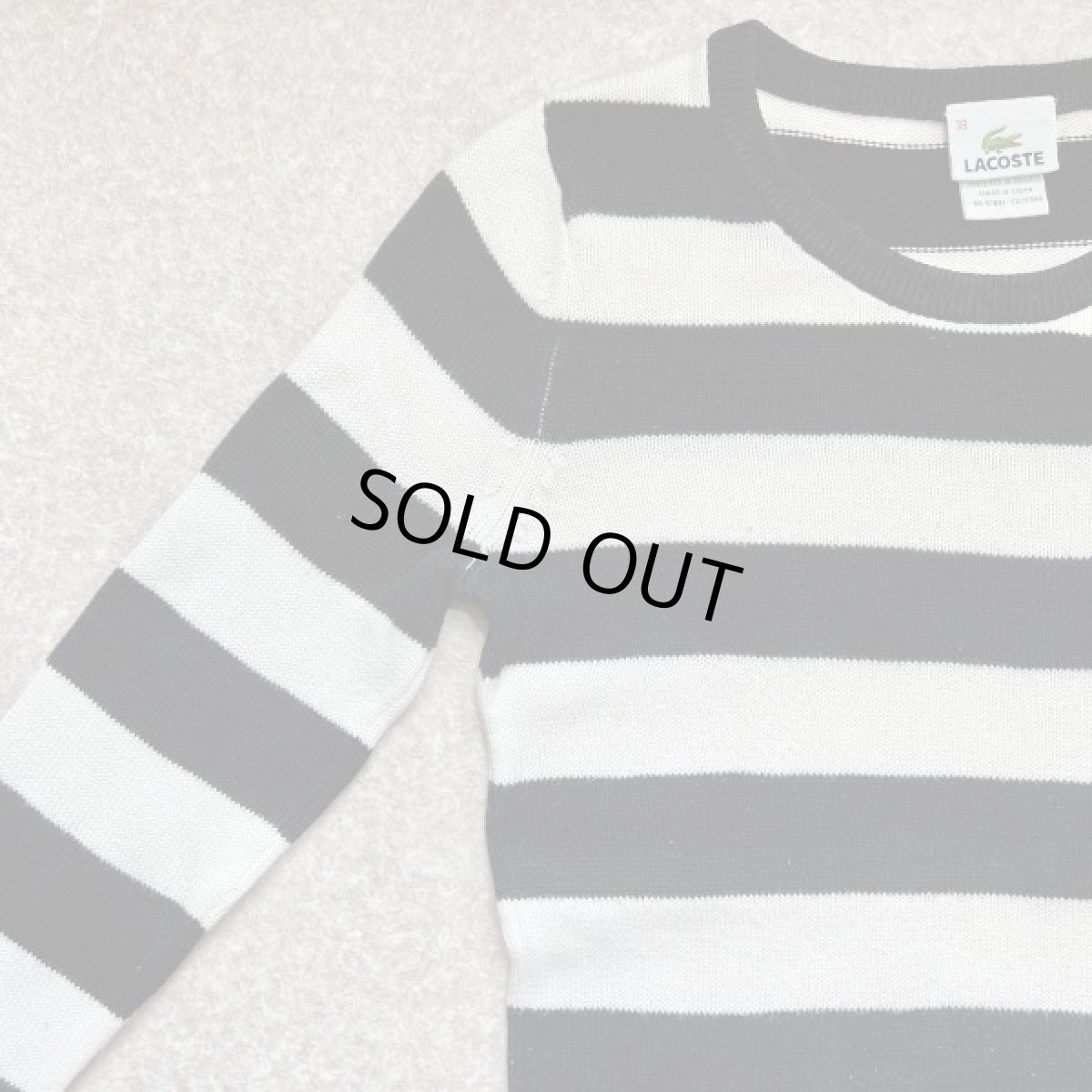 画像2: 「LACOSTE(ラコステ)」90s 38サイズ 白黒ボーダー コットン クルーネック ニット セーター (2)