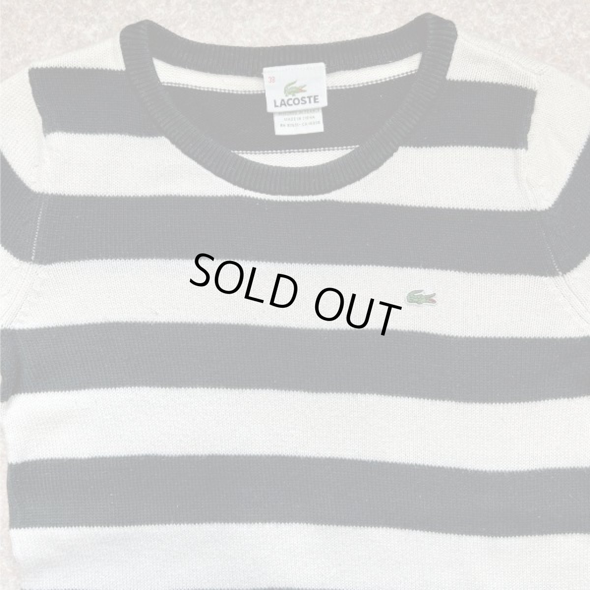 画像3: 「LACOSTE(ラコステ)」90s 38サイズ 白黒ボーダー コットン クルーネック ニット セーター (3)