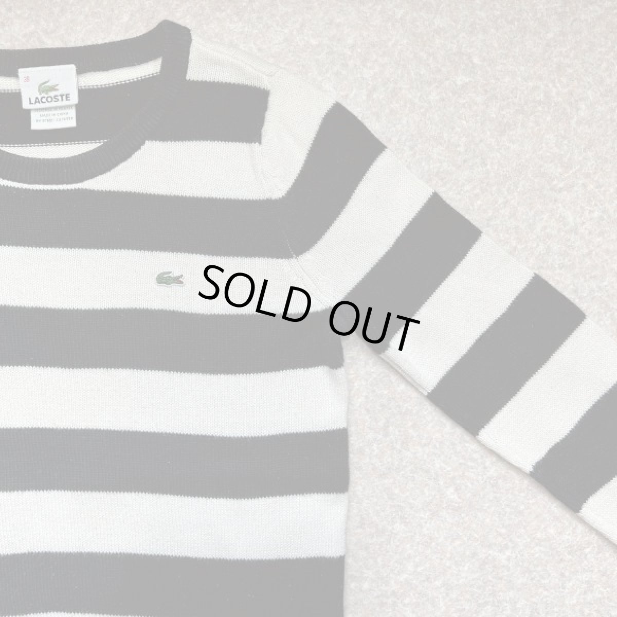 画像4: 「LACOSTE(ラコステ)」90s 38サイズ 白黒ボーダー コットン クルーネック ニット セーター (4)