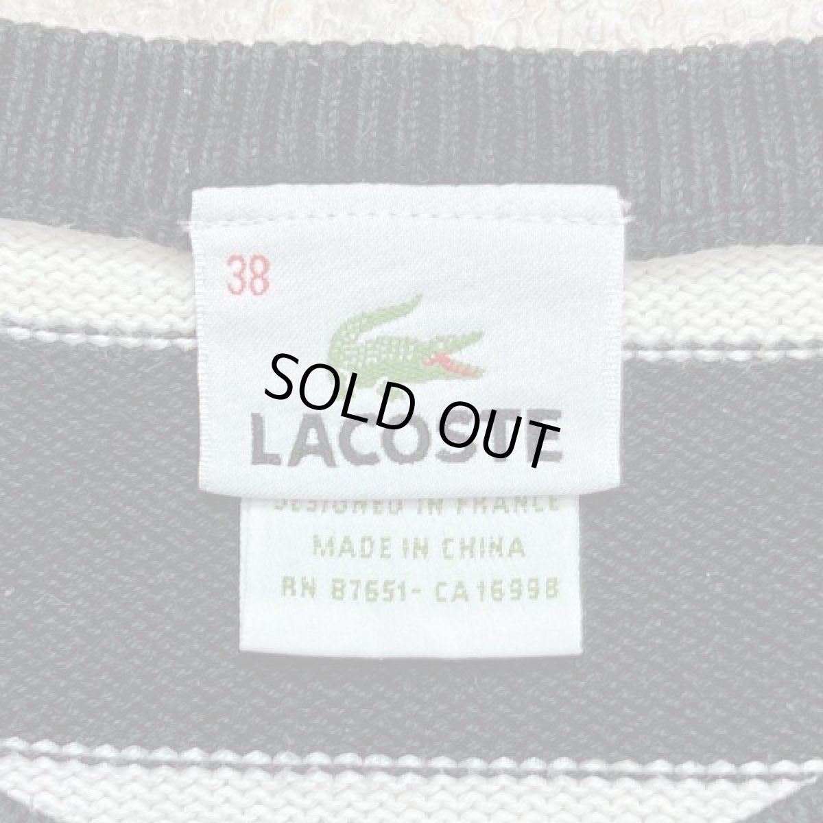 画像7: 「LACOSTE(ラコステ)」90s 38サイズ 白黒ボーダー コットン クルーネック ニット セーター (7)