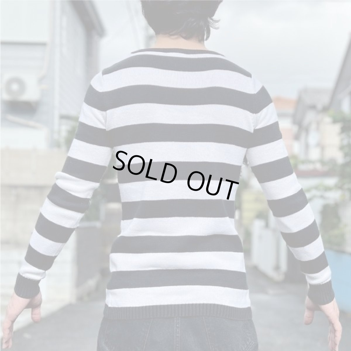 画像22: 「LACOSTE(ラコステ)」90s 38サイズ 白黒ボーダー コットン クルーネック ニット セーター (22)