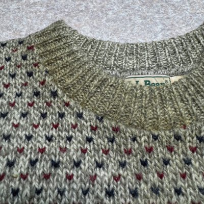 画像2: 「L.L.Bean(エルエルビーン)」80s Sサイズ 配色ドット柄 ウールナイロン ローゲージ クルーネック ニット セーター