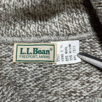 画像1: 「L.L.Bean(エルエルビーン)」80s XLサイズ メランジ ウールナイロン ローゲージ ショールカラー ニット セーター