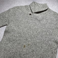 画像19: 「L.L.Bean(エルエルビーン)」80s XLサイズ メランジ ウールナイロン ローゲージ ショールカラー ニット セーター (19)